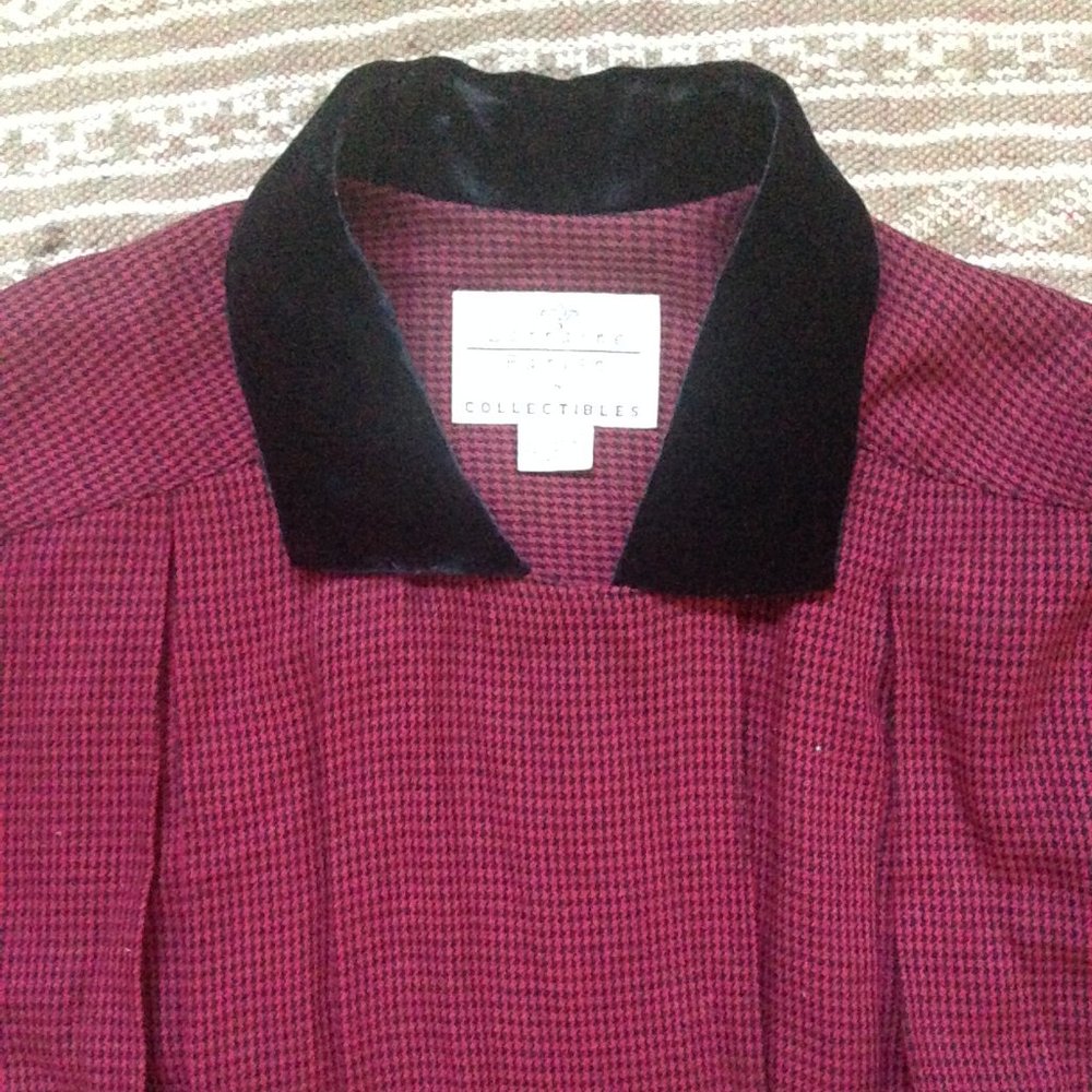 Vintage Red Houndstooth Pleated Dress size M/L